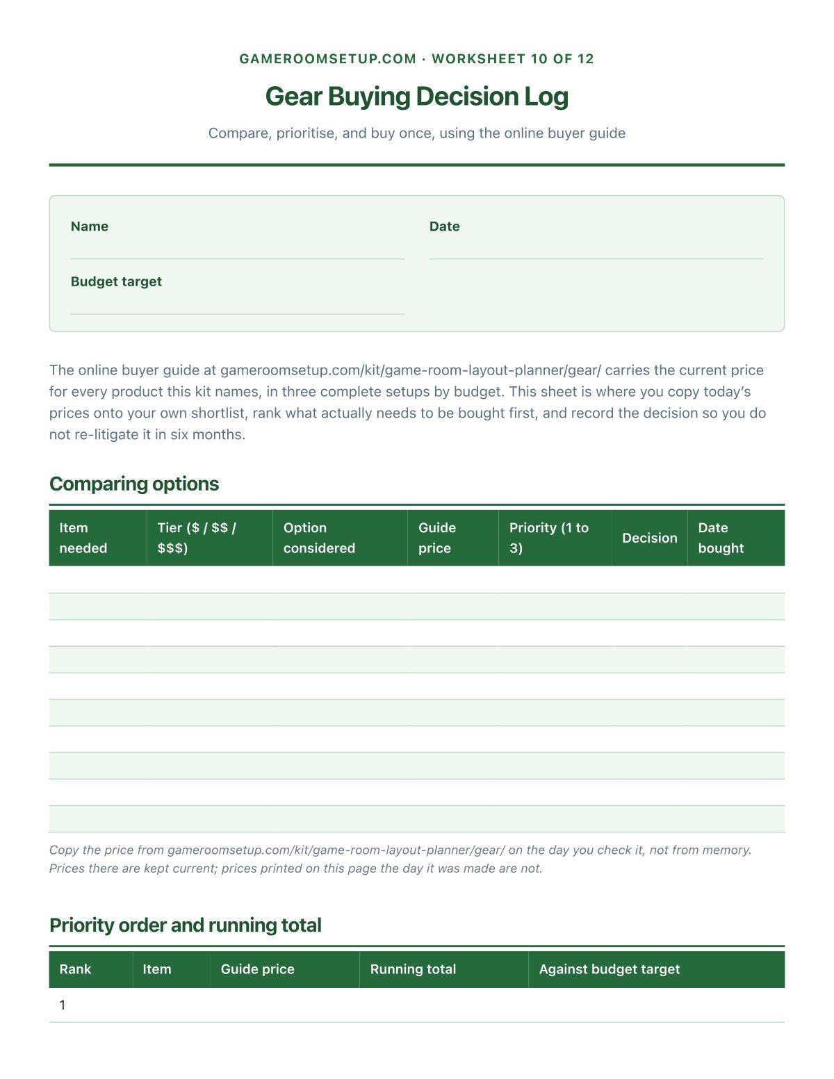 Compare options against the online buyer guide, then rank and buy once